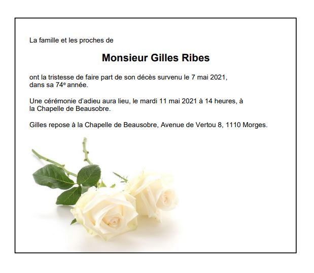 Gilles Ribes Pompes Funebres Generales Sa Payerne
